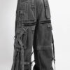 Tripp NYC Denim X Strap Pants [BLACK DENIM]