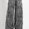 Tripp NYC X-Strap Pants [BLACK FOG WASH DENIM]