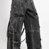Tripp NYC Denim X Strap Pants [BLACK DENIM]