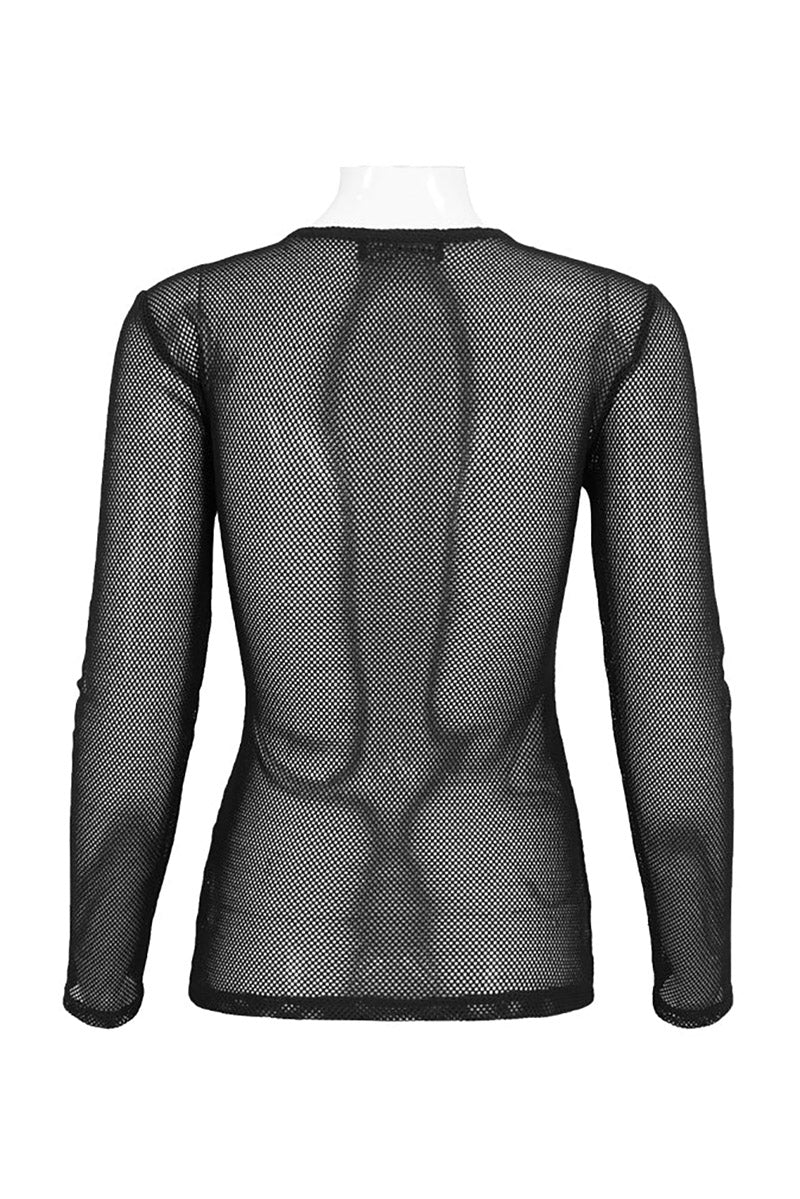 Morbid Black Fishnet Long Sleeve Top [Unisex]