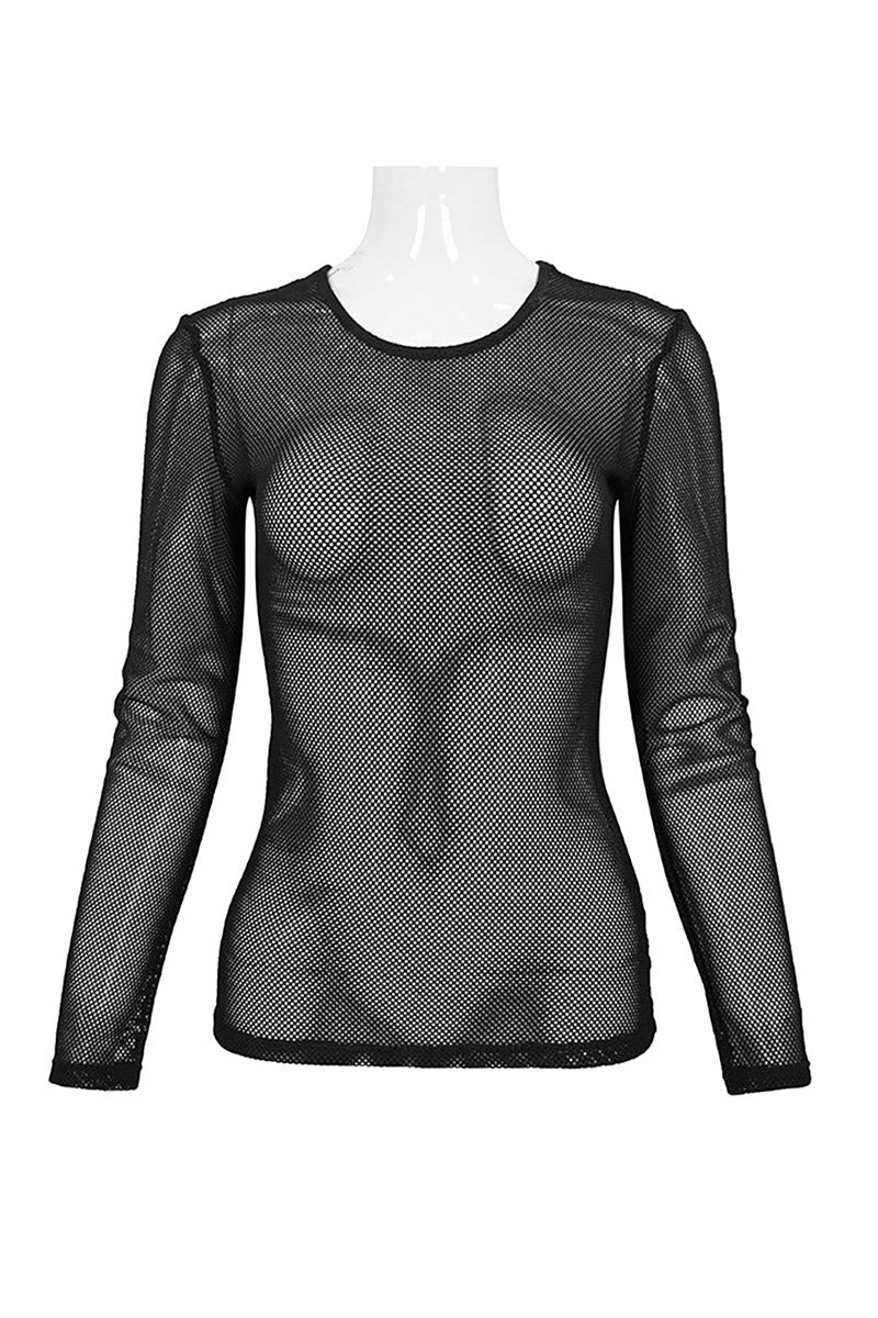Morbid Black Fishnet Long Sleeve Top [Unisex]