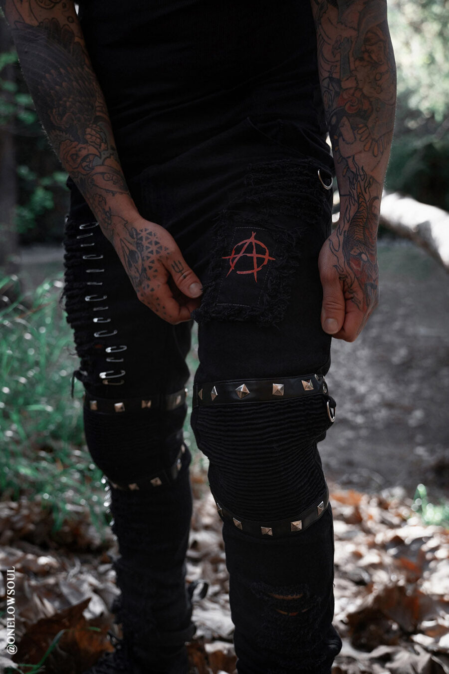 Annihilate Safety Pin Studded Pants