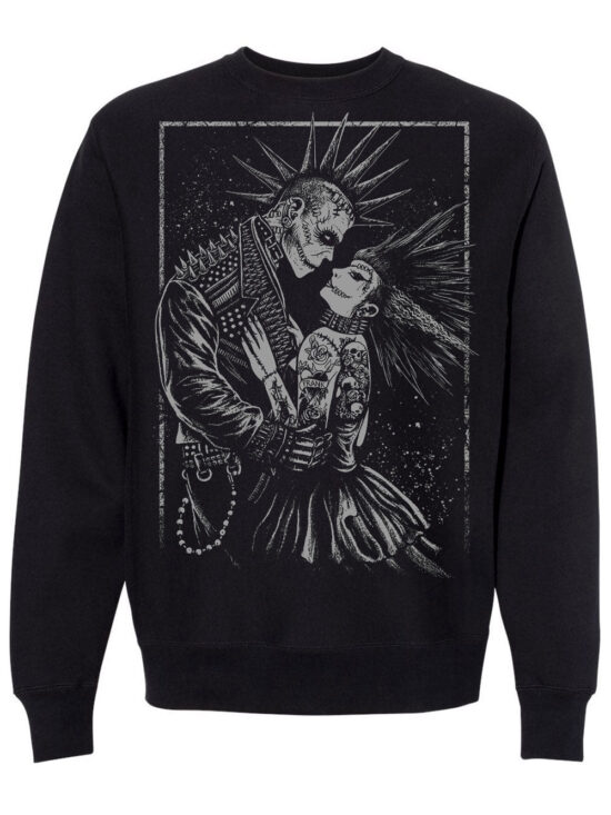 Monster Love: Frankenstein & Bride Sweatshirt [Graveyard Gray]
