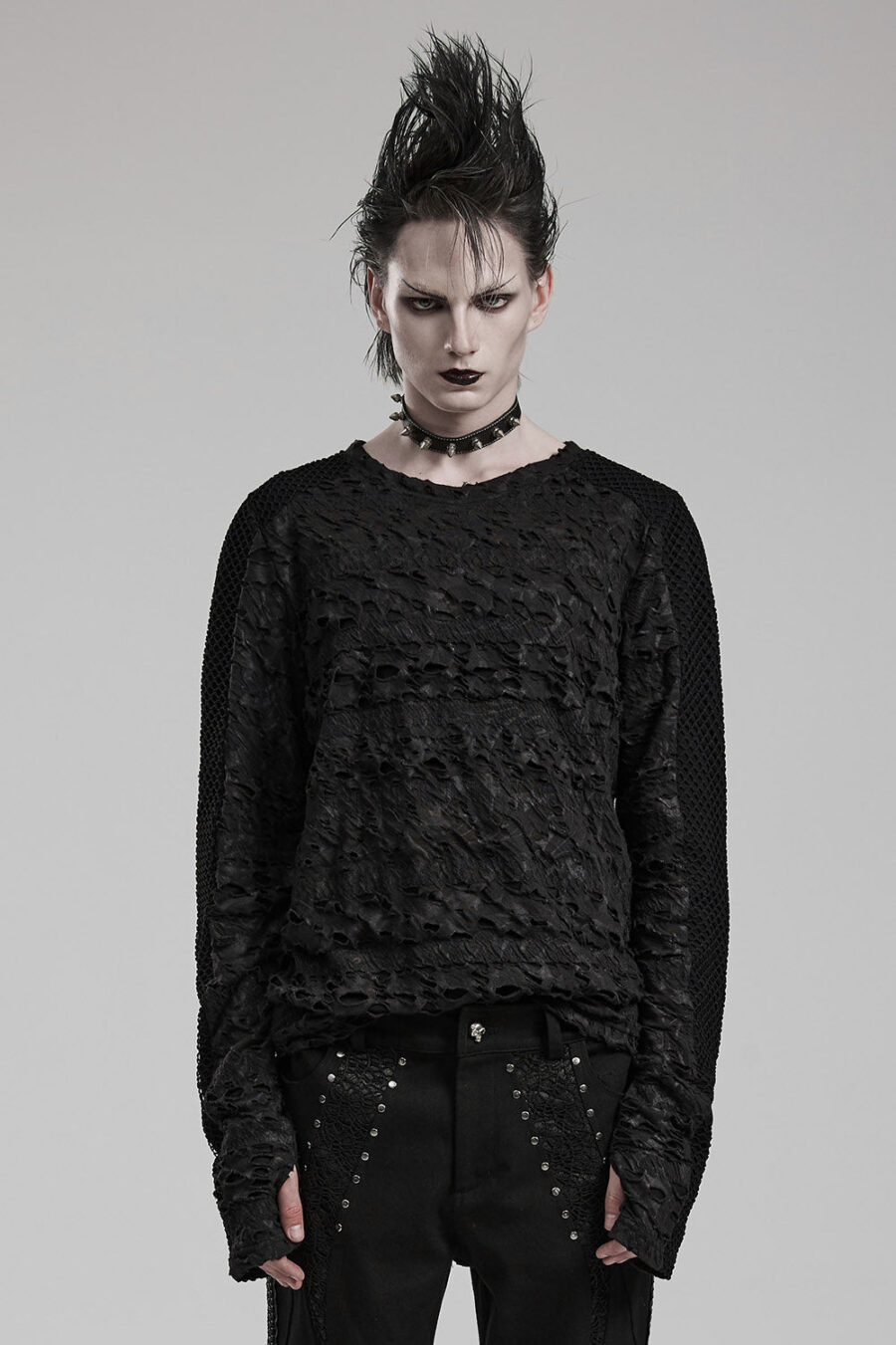 Dead Silence Distressed Long Sleeve Top