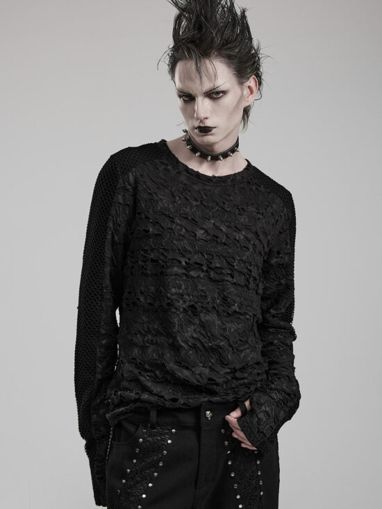 Dead Silence Distressed Long Sleeve Top