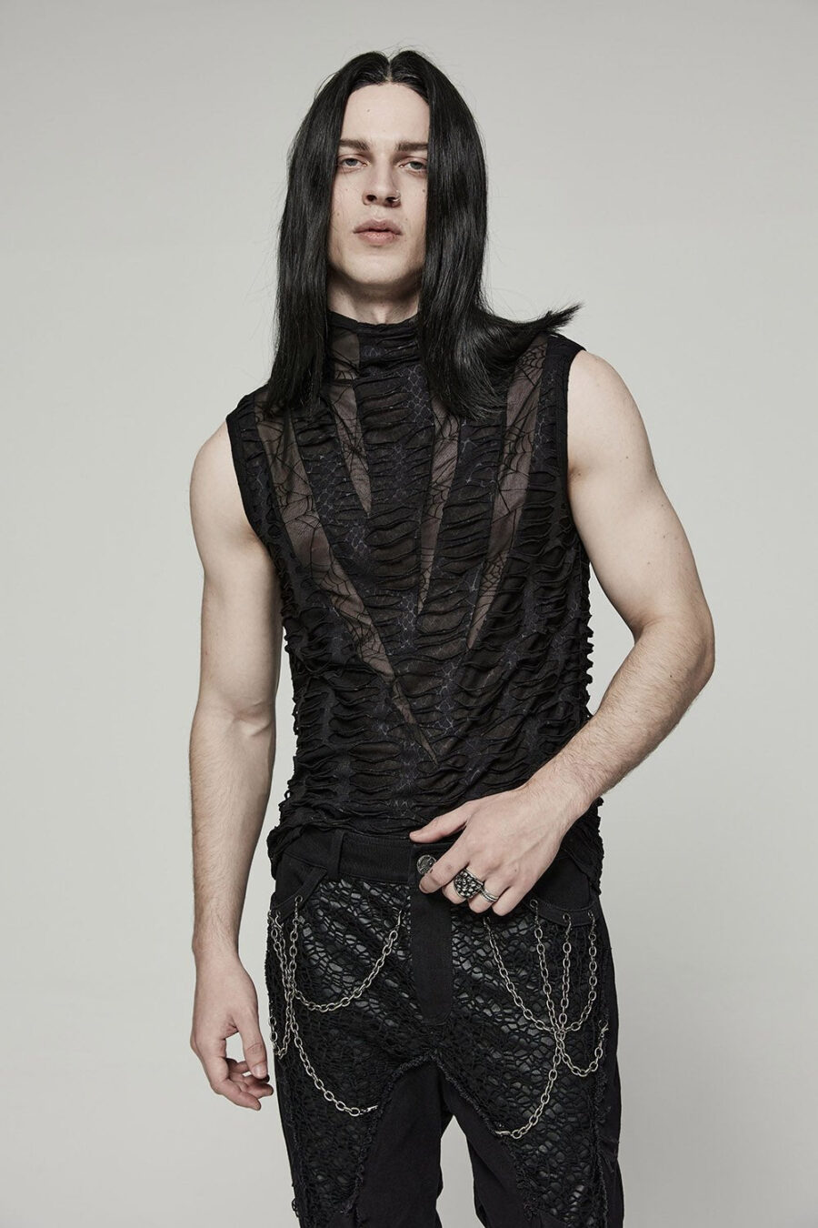 Deathweb Distressed Mesh Tank Top