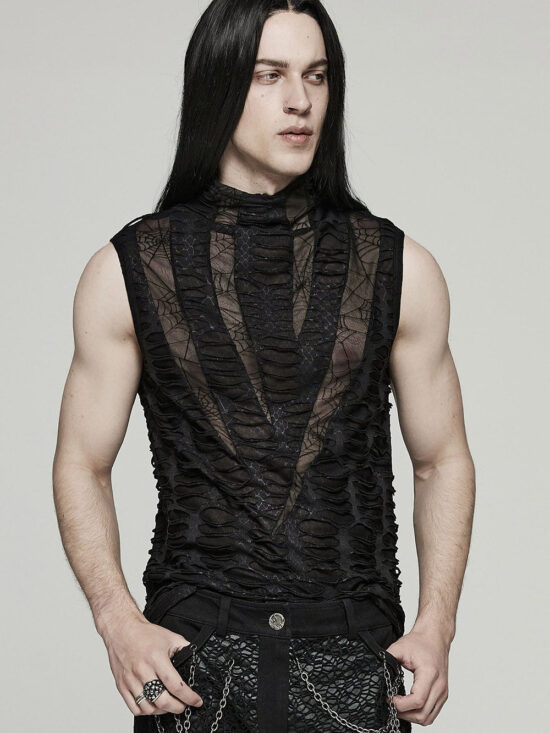 Deathweb Distressed Mesh Tank Top