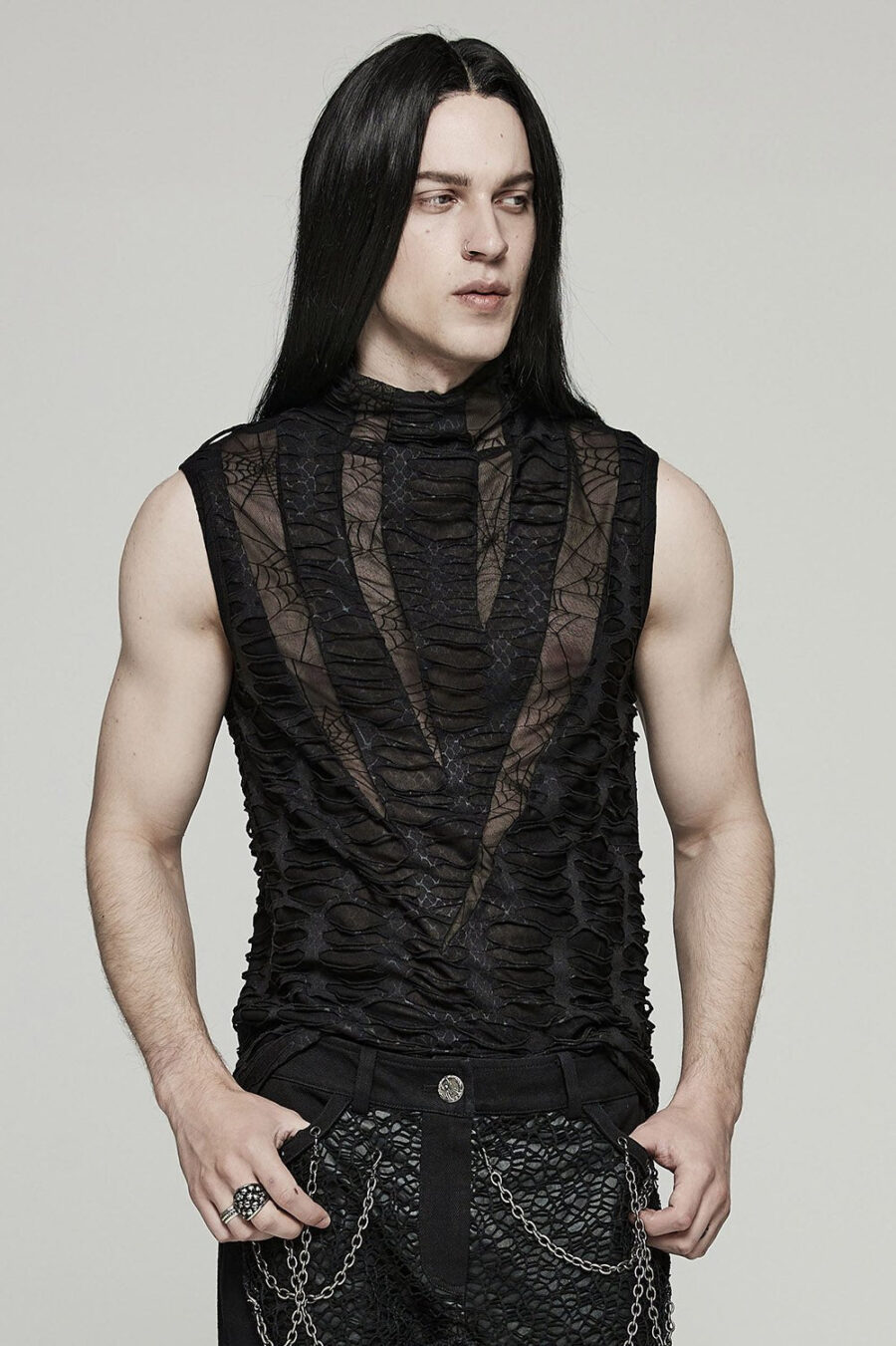 Deathweb Distressed Mesh Tank Top