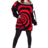 Unisex Spiral Jumper Sweater [Black/Red]