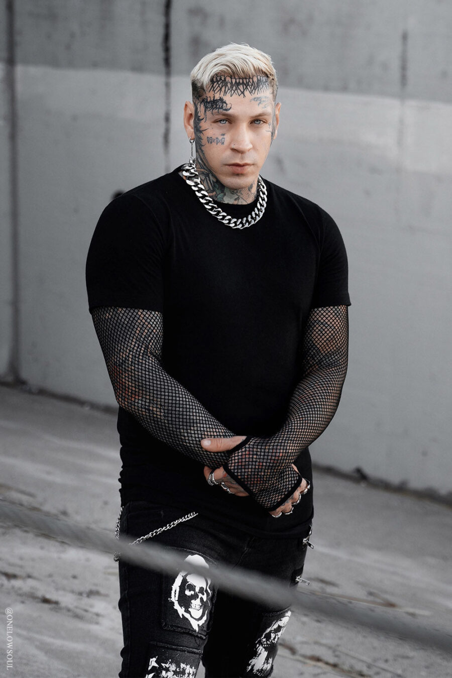 Graveyard Goth Fishnet Sleeve Shirt