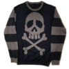 Harlock Skull Gray Striped Sweater