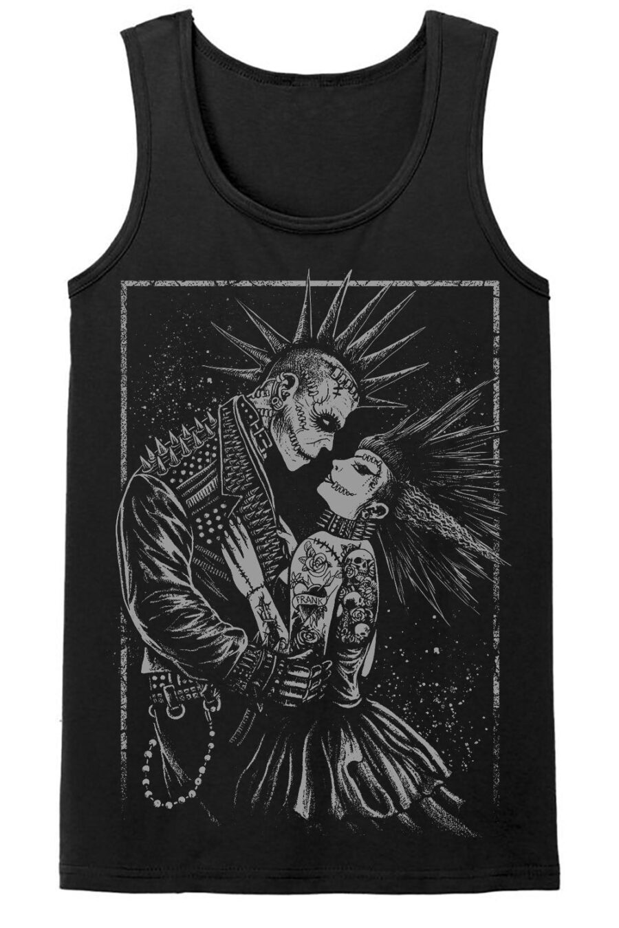 Monster Love: Frankenstein & Bride T-shirt [Graveyard Gray]