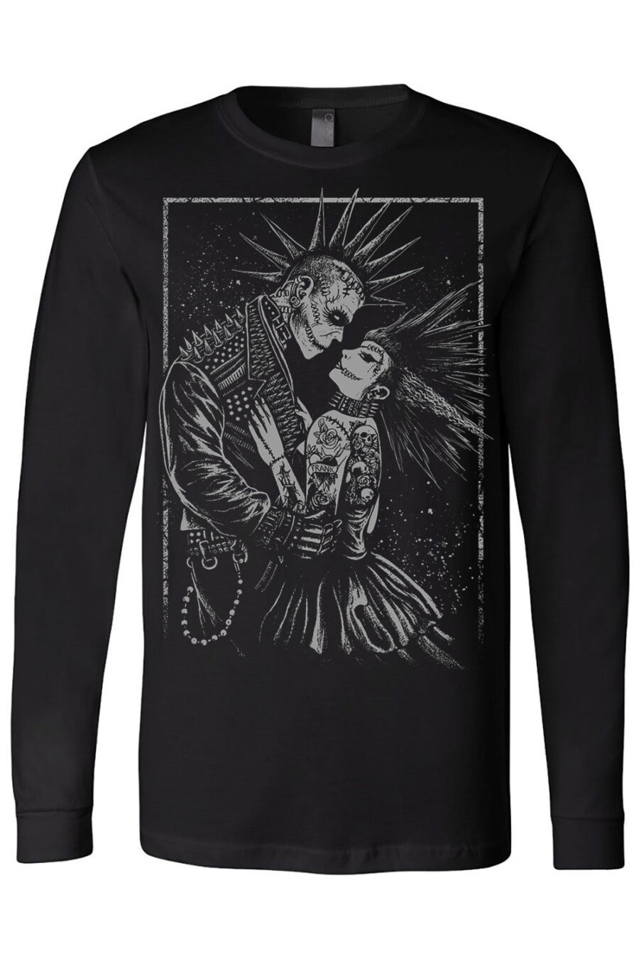 Monster Love: Frankenstein & Bride T-shirt [Graveyard Gray]