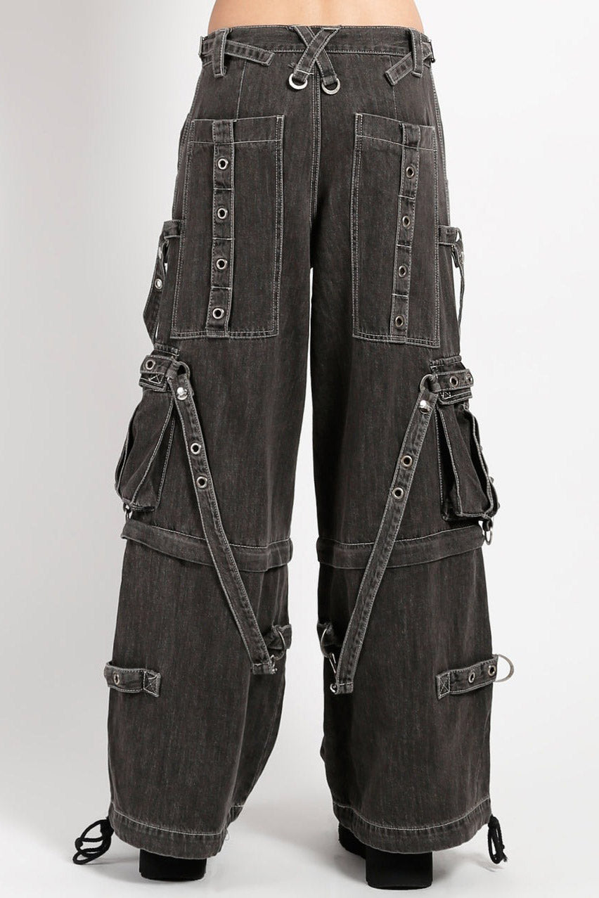 Tripp NYC Denim Strap Zip Off Pants [Black Denim]