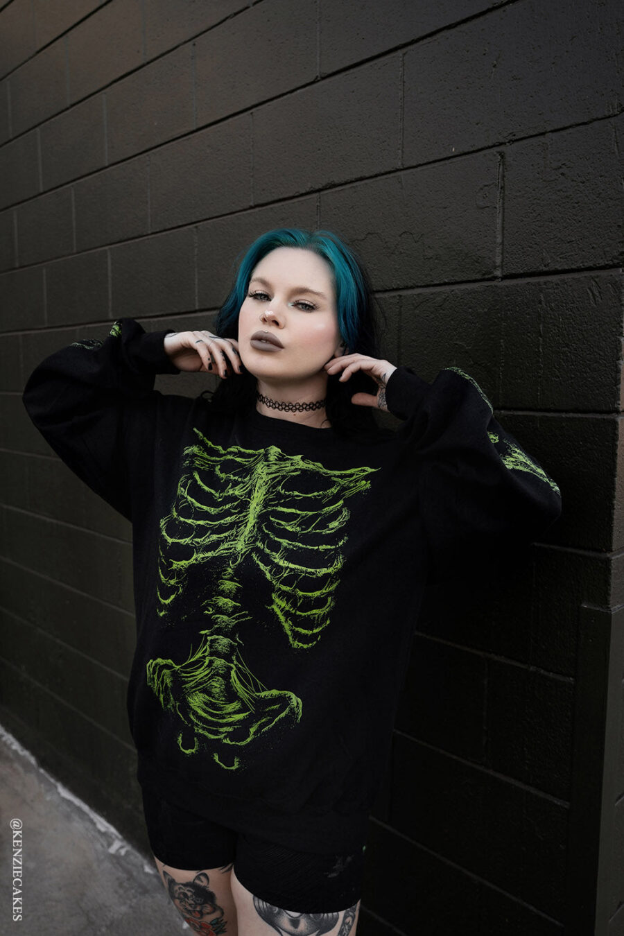 Zombie Rot Skeleton Sweatshirt [Monster Green]