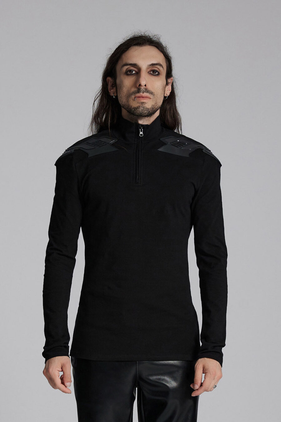 Black Armor Moto Turtleneck Top