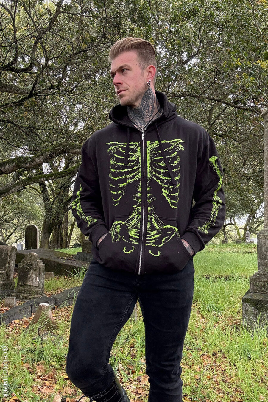 Zombie Rot Skeleton Hoodie [Monster Green]