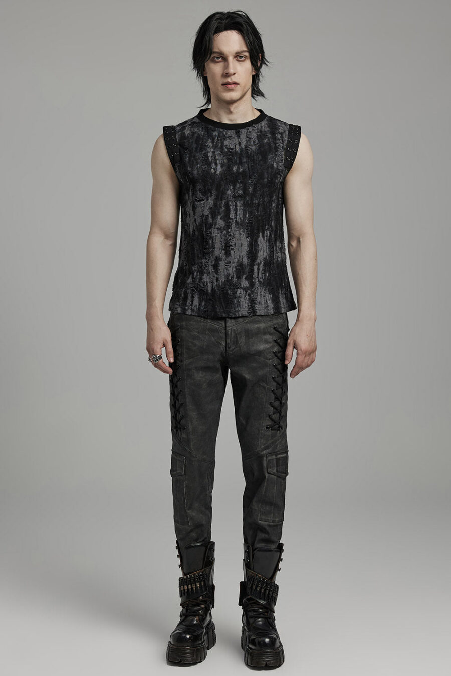 Wartorn Grunge Tank Top [BLACK/GREY]
