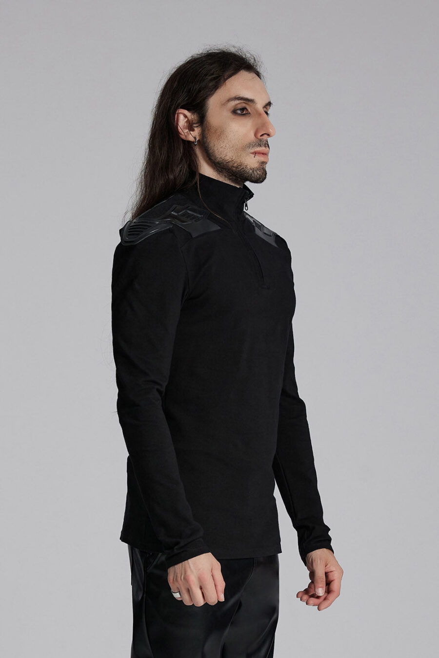 Black Armor Moto Turtleneck Top