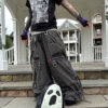 Tripp NYC Denim X Strap Pants [BLACK DENIM]