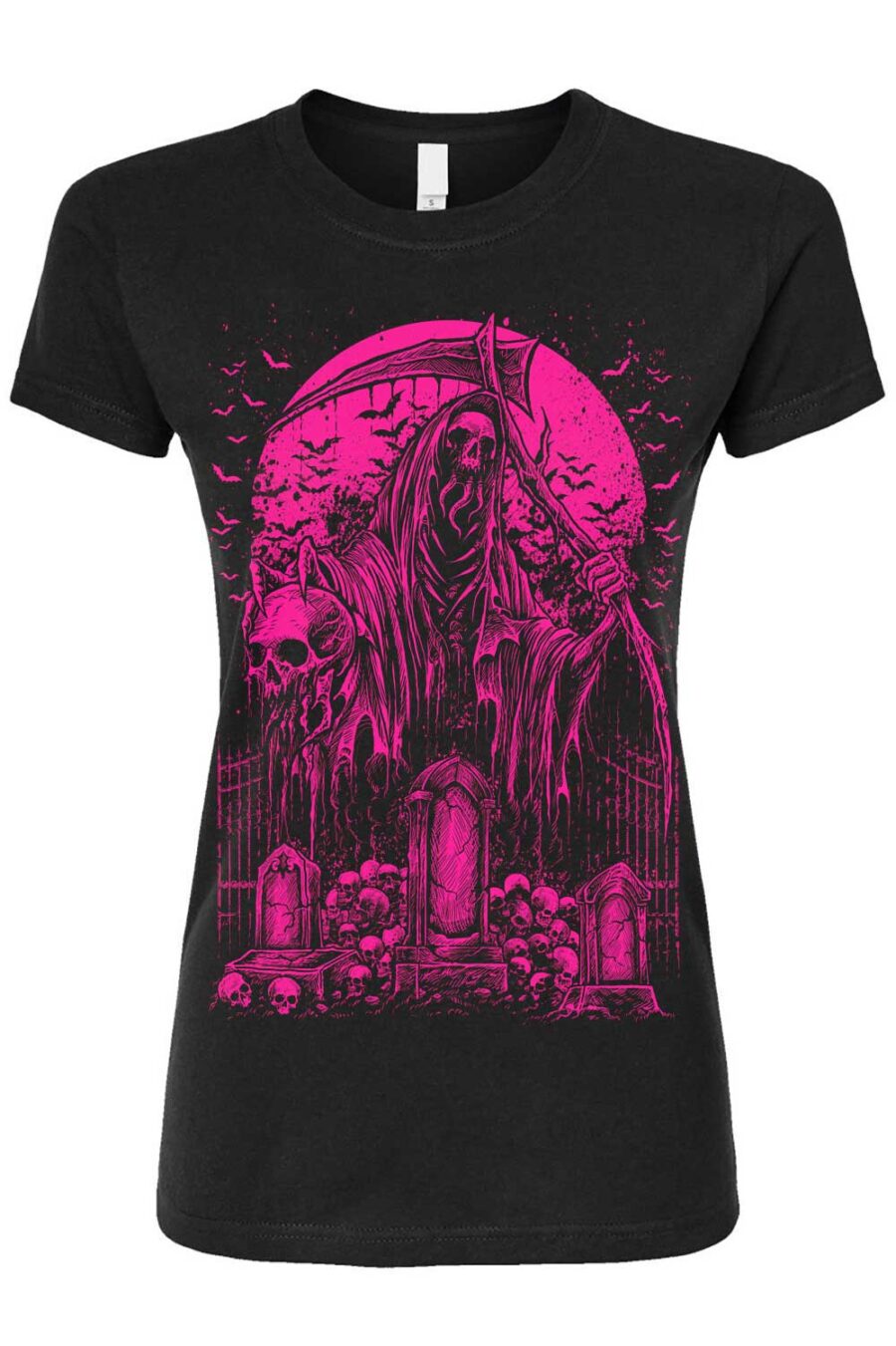 Graveyard Grim Reaper T-shirt [PINK]