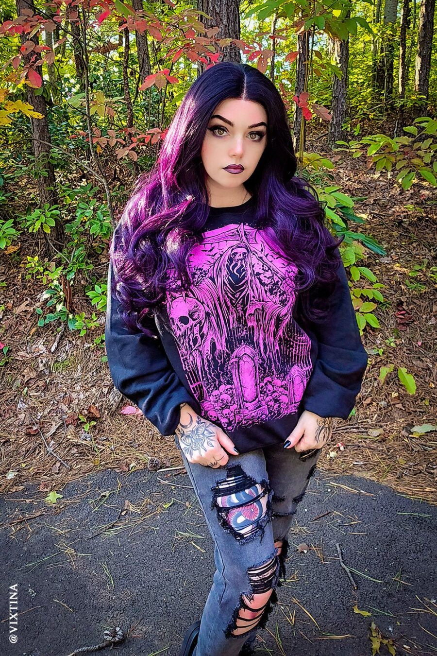 Graveyard Grim Reaper Sweatshirt [PINK]