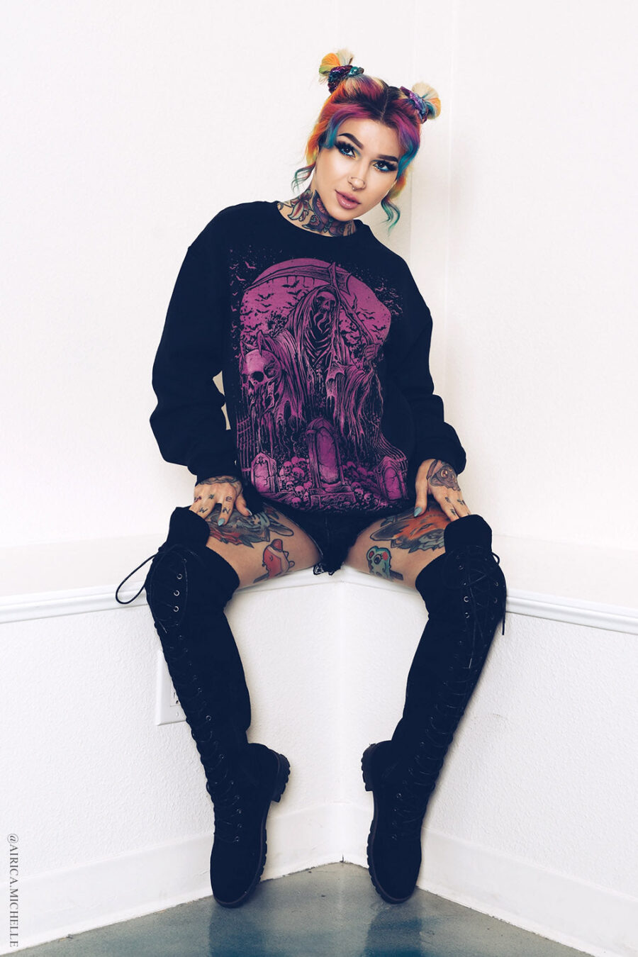 Graveyard Grim Reaper Sweatshirt [PINK]