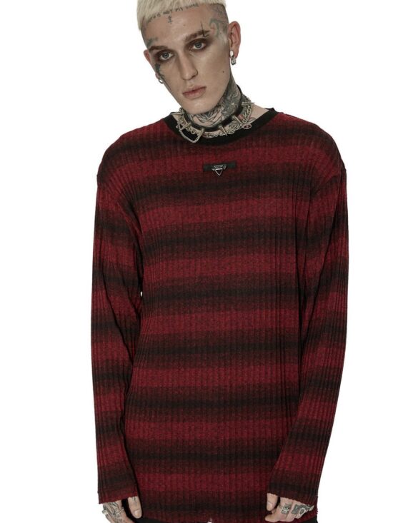 Grunge Blood Striped Sweater [Red/Black]