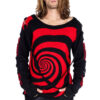 Unisex Spiral Jumper Sweater [Black/Red]