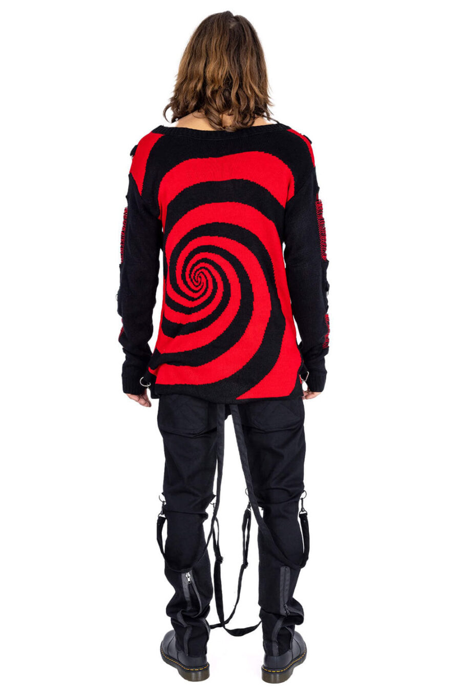 Unisex Spiral Jumper Sweater [Black/Red]