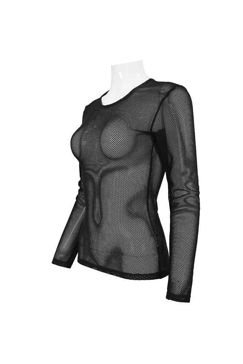 Morbid Black Fishnet Long Sleeve Top [Unisex]
