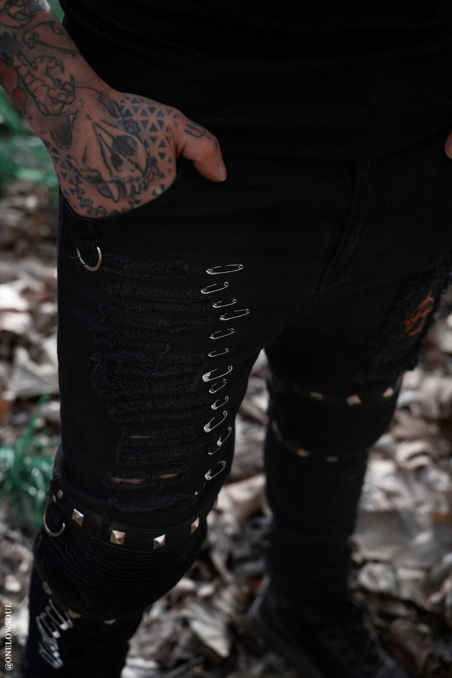 Annihilate Safety Pin Studded Pants