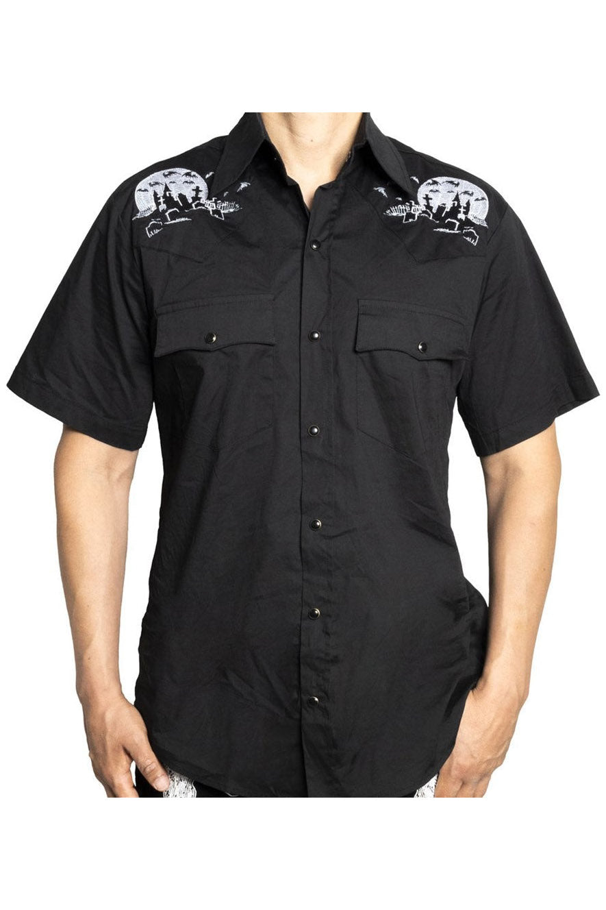 Nighttime Cemetery Western Shirt