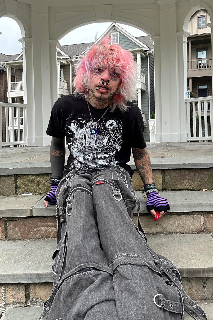 Tripp NYC Denim X Strap Pants [BLACK DENIM]