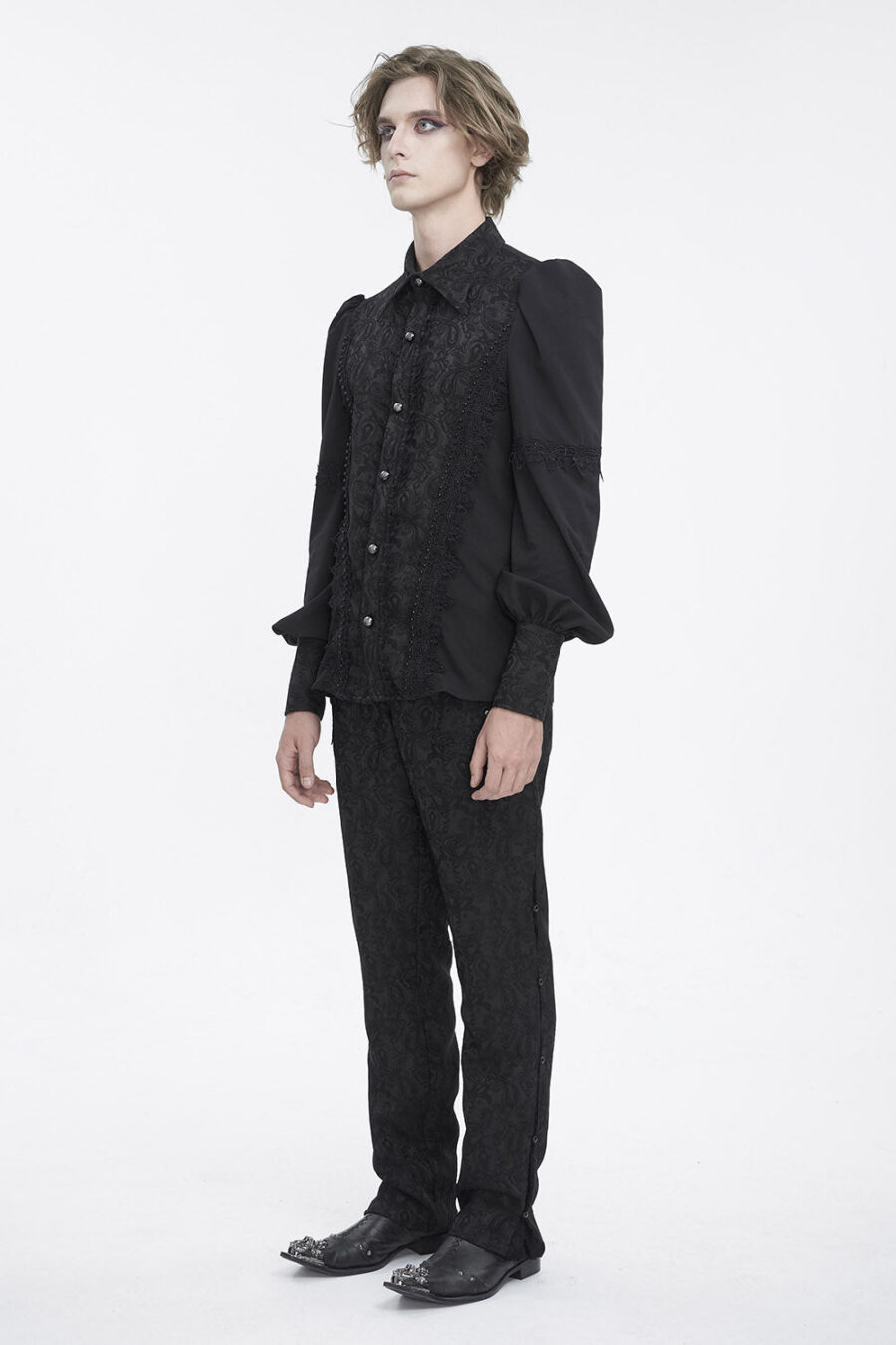 Lestat Button Down Damask Top