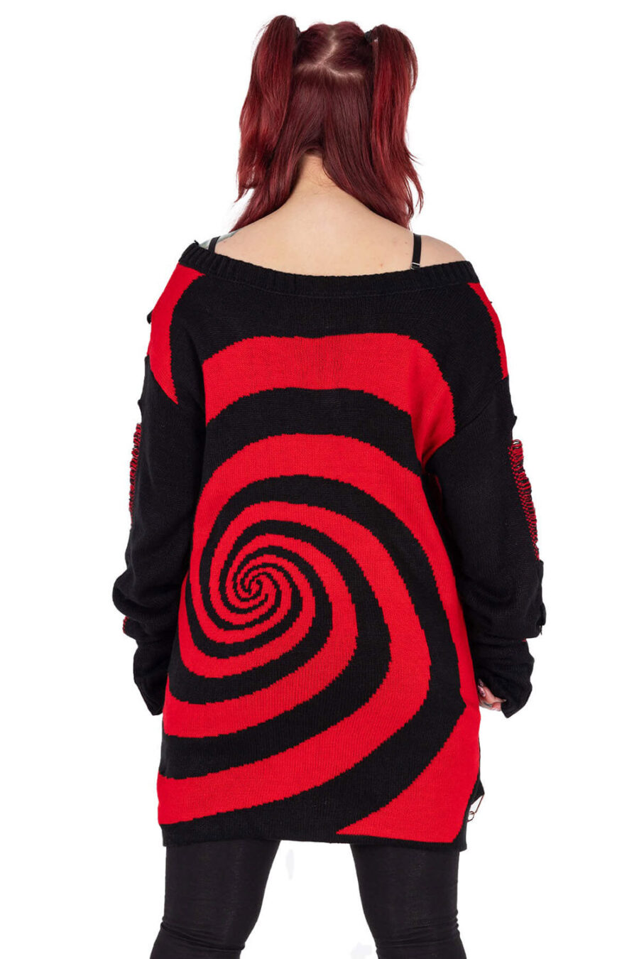 Unisex Spiral Jumper Sweater [Black/Red]