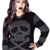 Harlock Skull Gray Striped Sweater