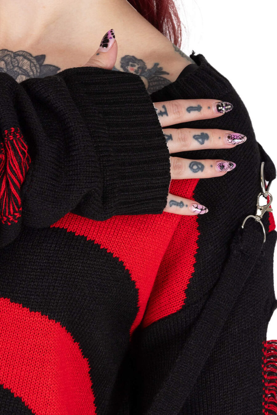 Unisex Spiral Jumper Sweater [Black/Red]