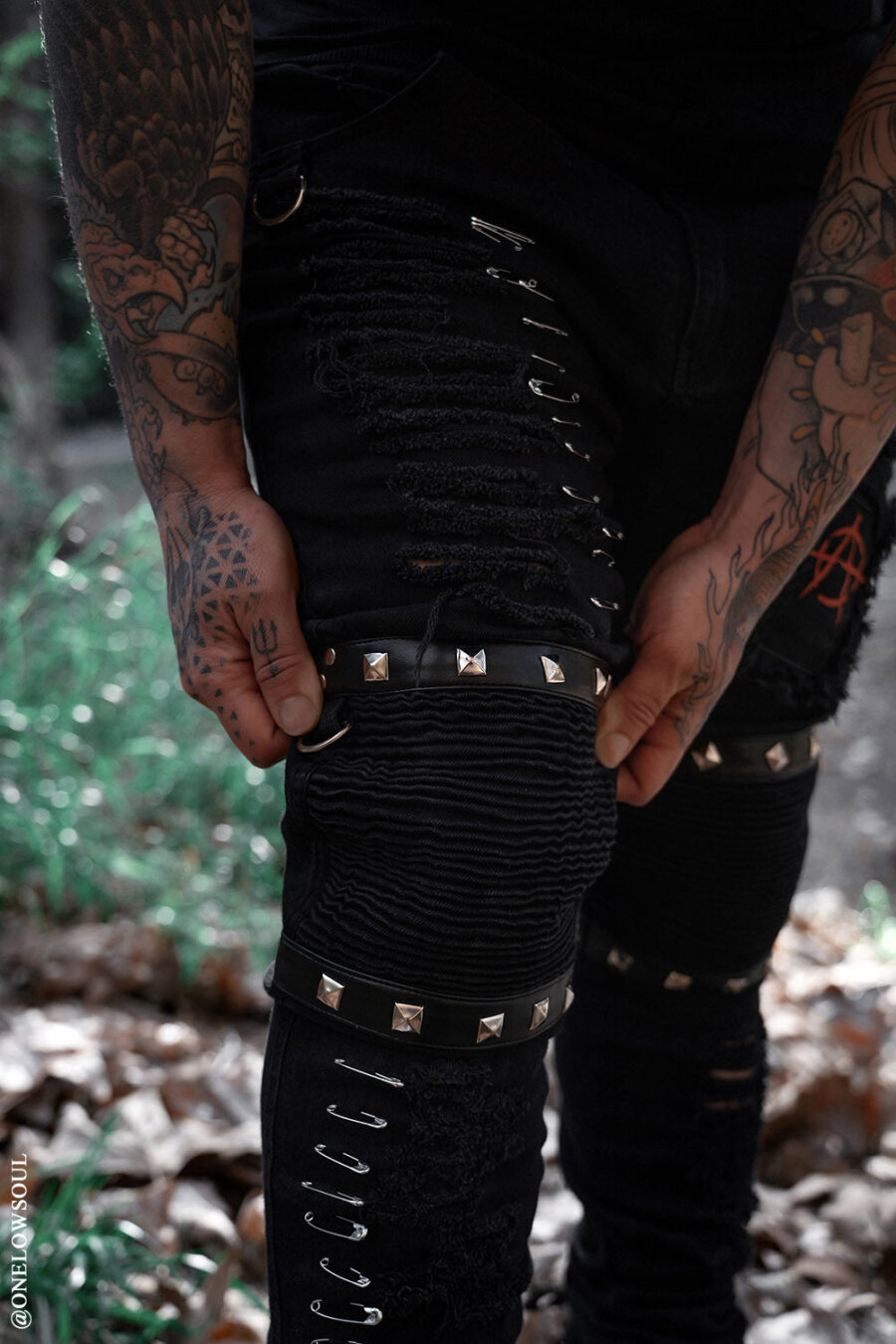 Annihilate Safety Pin Studded Pants