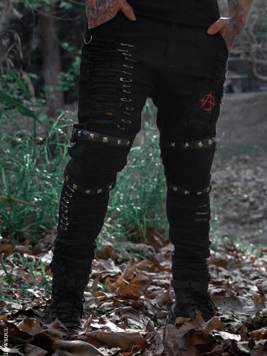 Annihilate Safety Pin Studded Pants