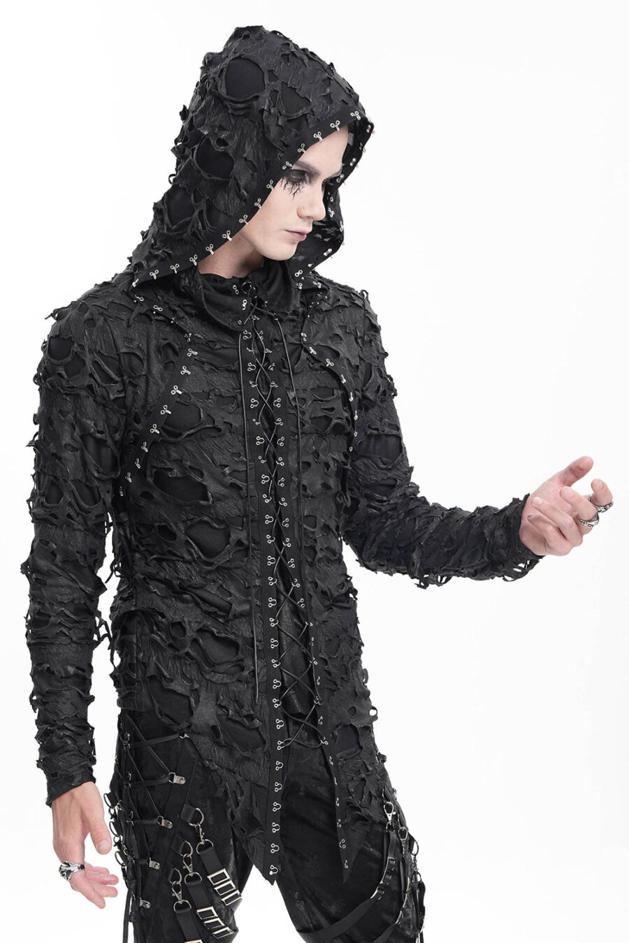 War Boy Shredded Hooded Top