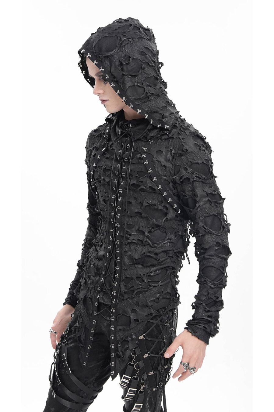 War Boy Shredded Hooded Top