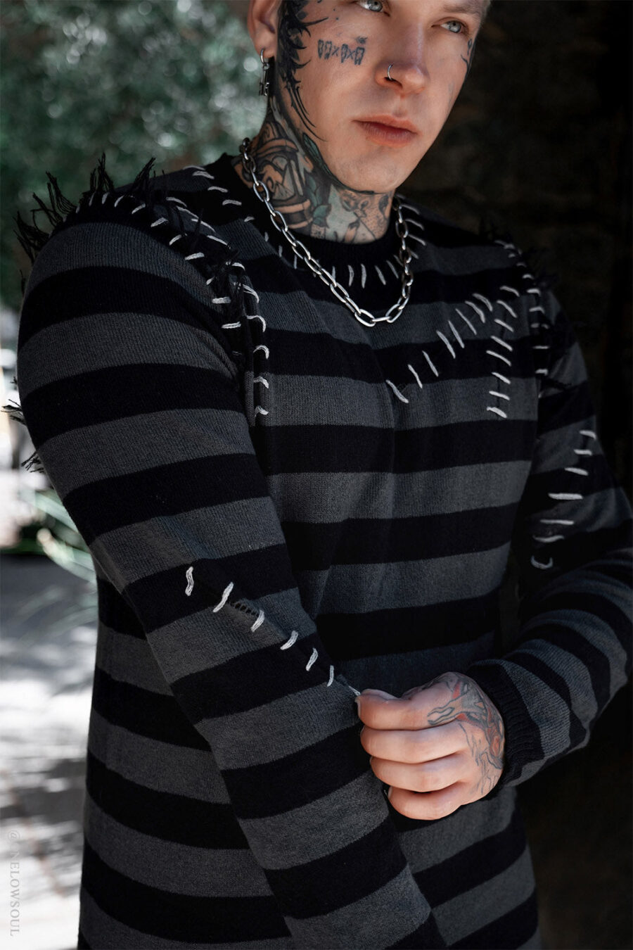 Autopsy Stitch Striped Sweater