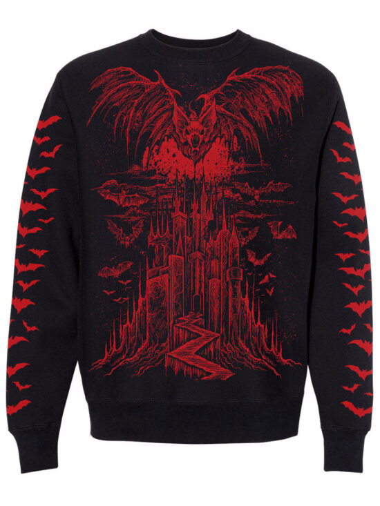Vampire Castle Sweatshirt w/ Bat Sleeves [BLOOD RED]