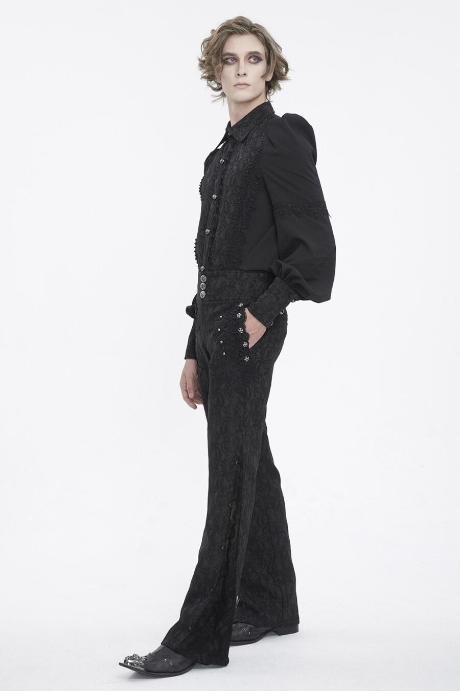 Lestat Button Down Damask Top
