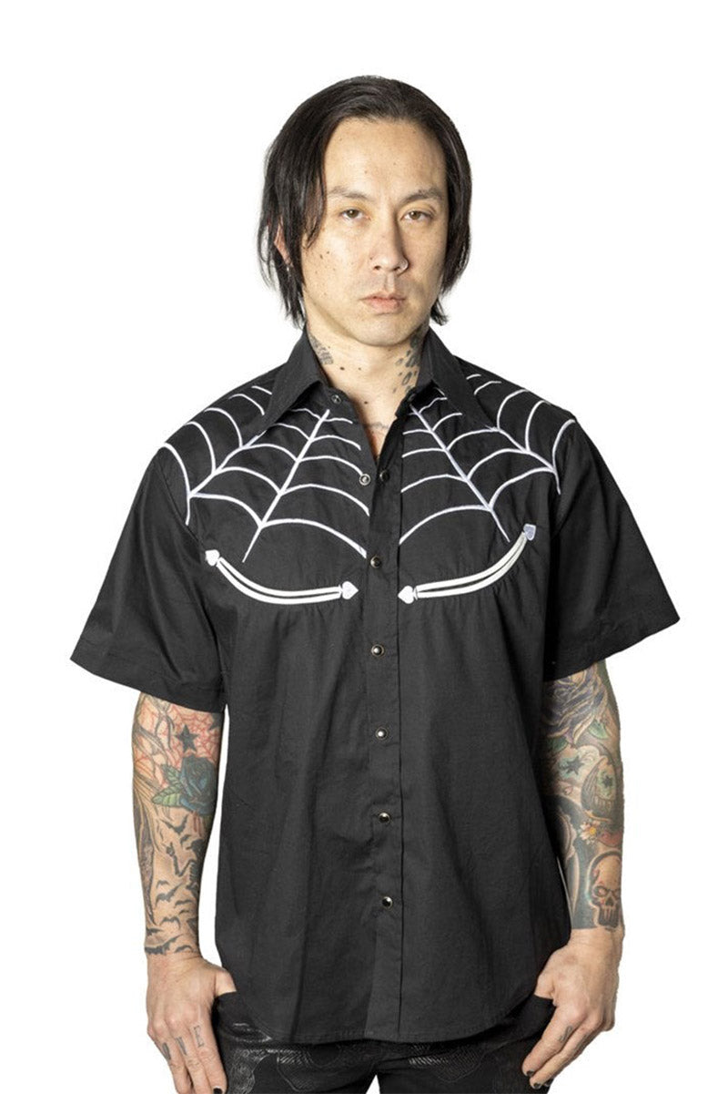 Spiderweb White Western Shirt