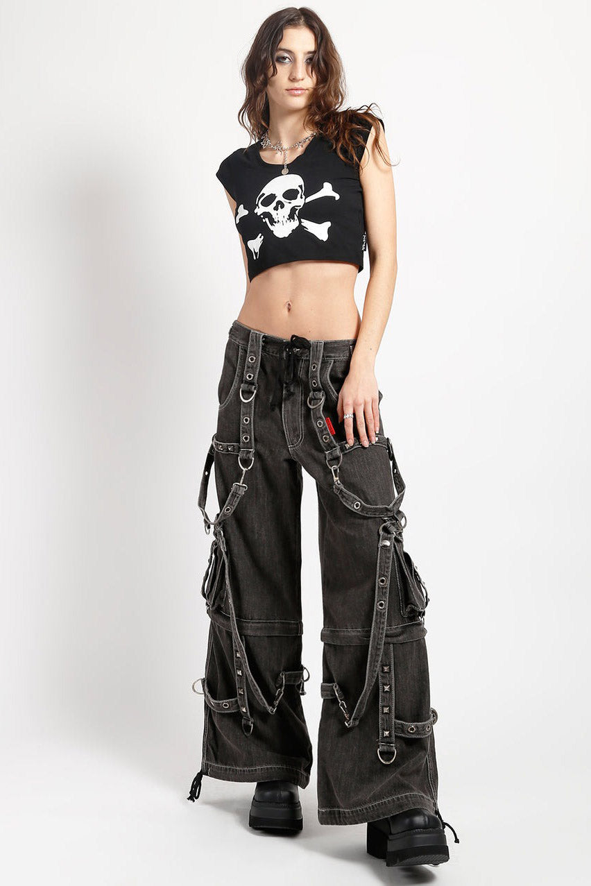 Tripp NYC Denim Strap Zip Off Pants [Black Denim]